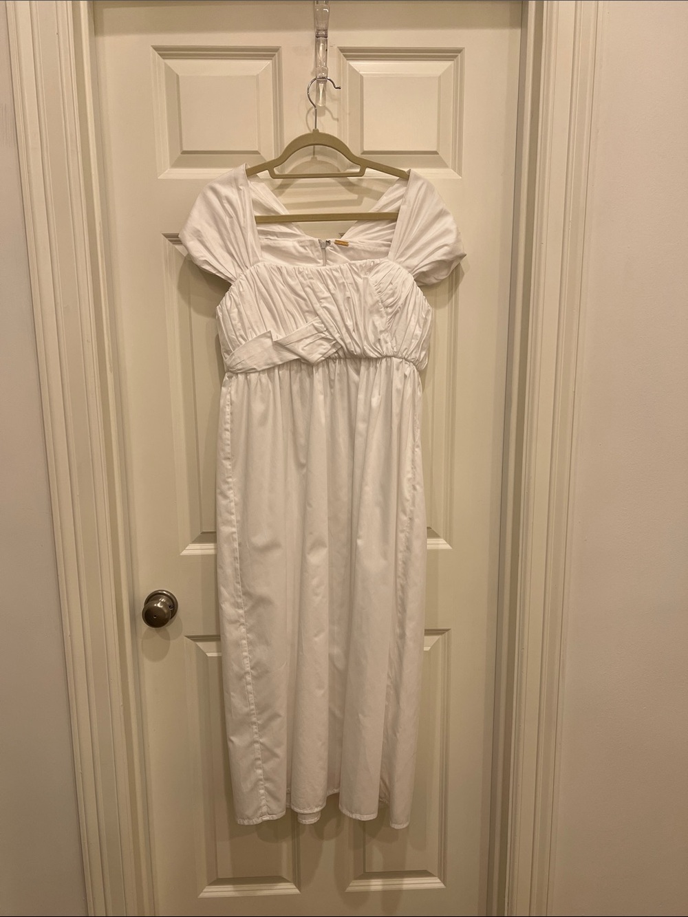 Adam Lippes Josephine White Cotton Poplin Gathered Dress